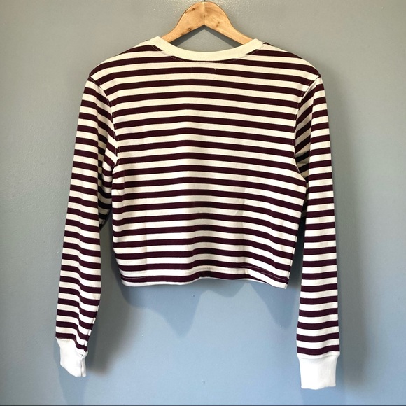 Urban Outfitters Maroon Stripe Cropped Sweatshirt Pull&Bear BNWT - Picture 9 of 11